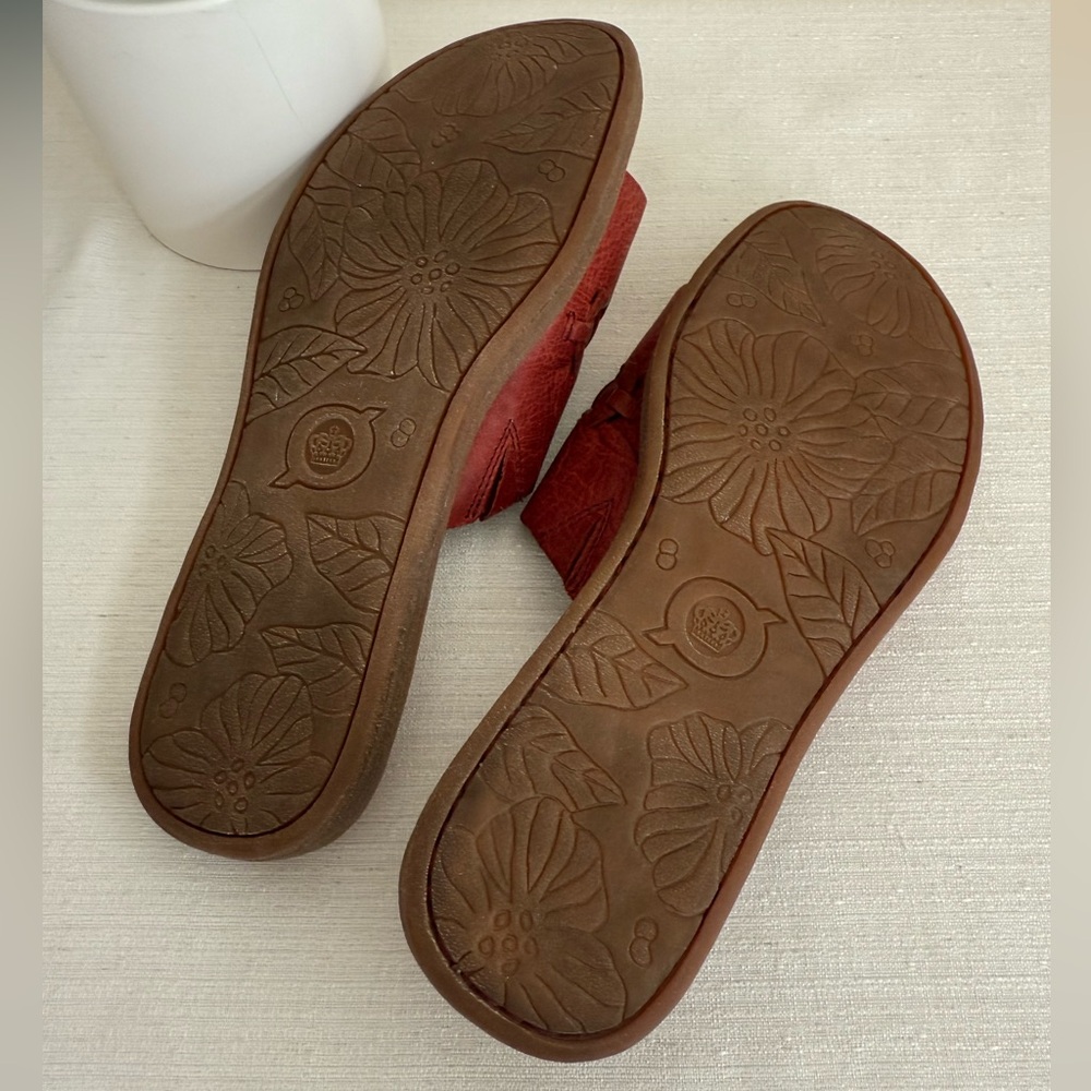 Born Burgundy Leather Woven Slide Sandals - Picture 13 of 13
